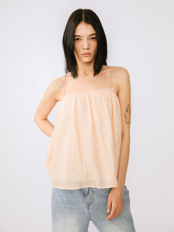 Cubic Spaghetti Strap A-line Top Black