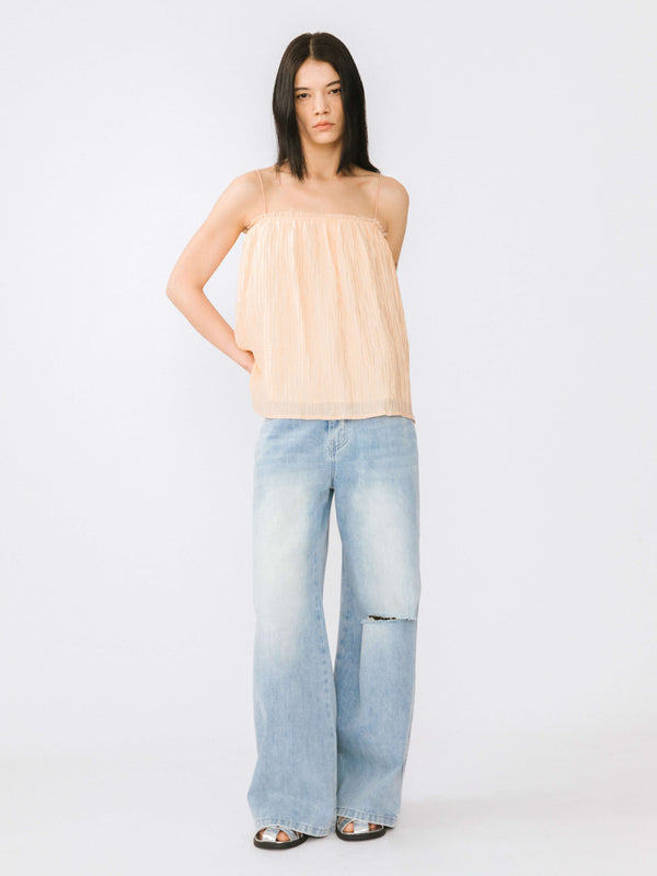 Cubic Spaghetti Strap A-line Top Black