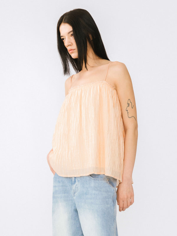 cubic Spaghetti Strap A-line Top Black