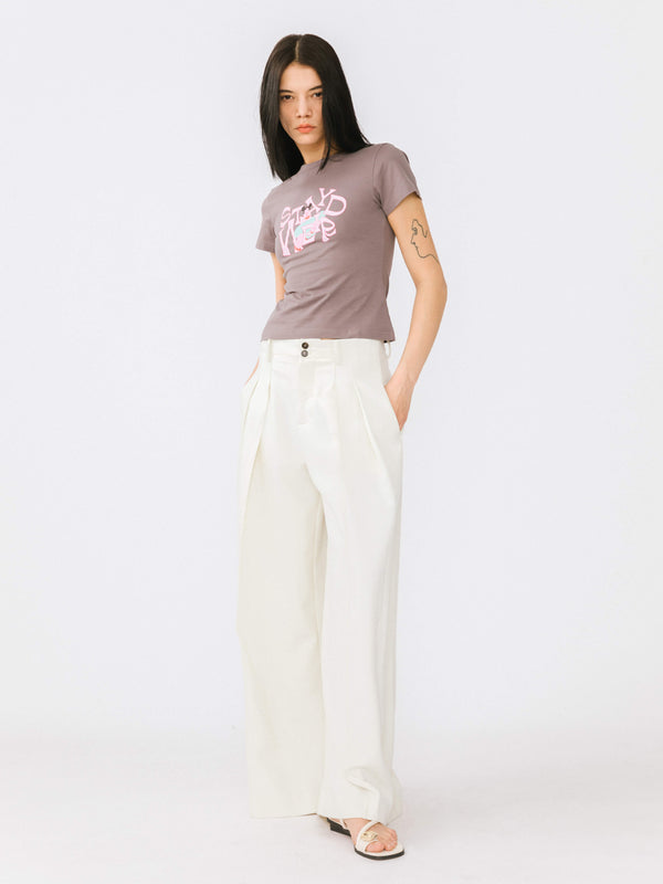 Cubic "Stay Weird" Printed T-Shirt Gray