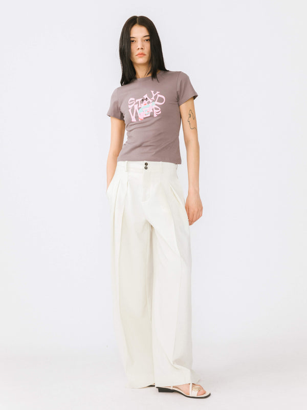 Cubic "Stay Weird" Printed T-Shirt Gray