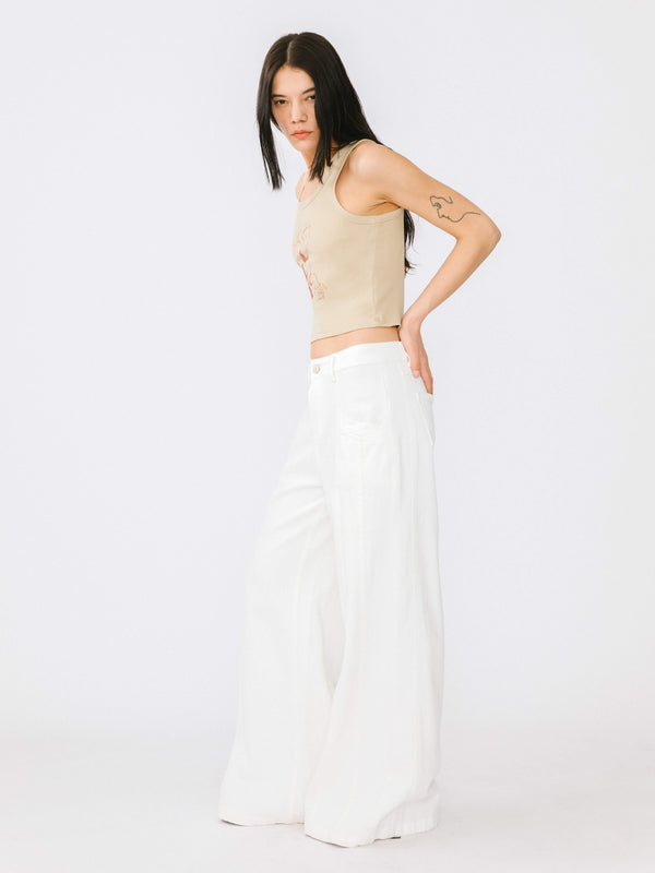 Cubic "Stay Weird" Printed Tank Top Khaki