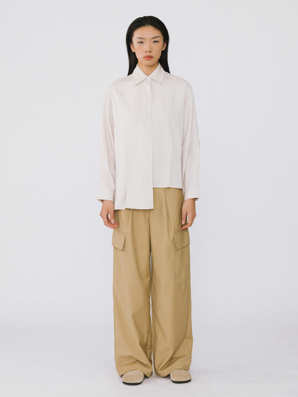 Cubic Straight Leg Cargo Trousers Pink