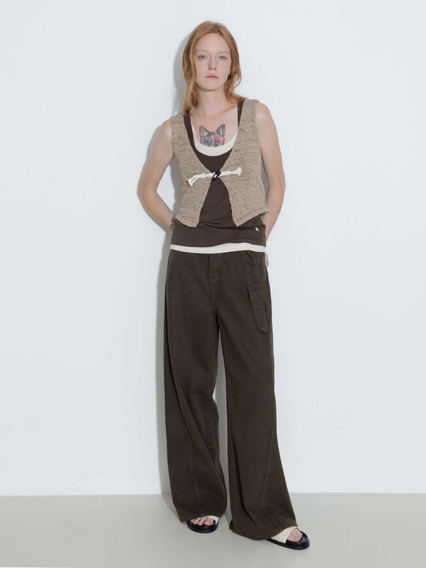 Cubic Straight Wide Leg Denim Jeans Navy