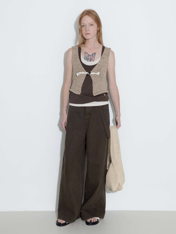 Cubic Straight Wide Leg Denim Jeans Navy