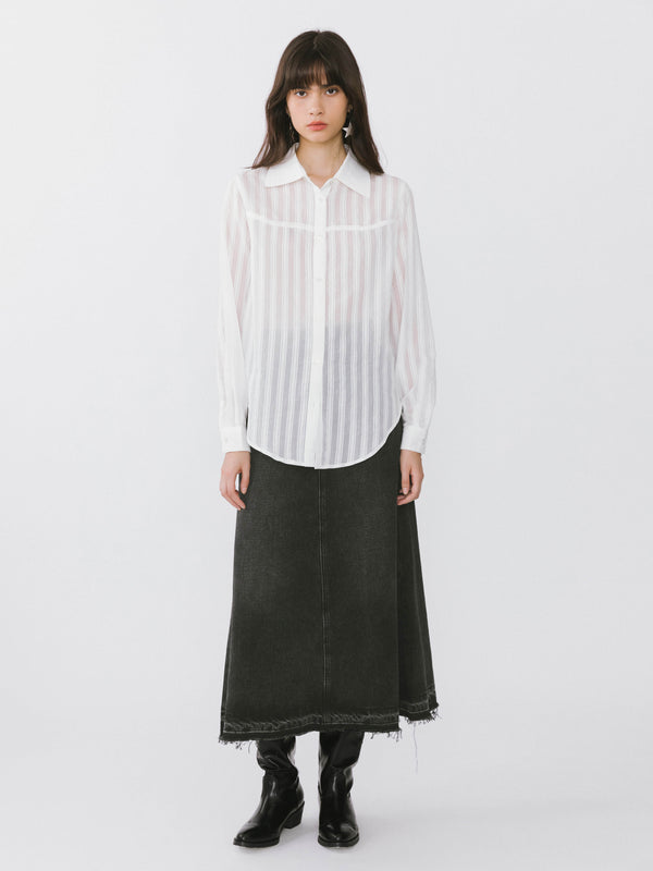 Cubic Striped Classic Shirt Light Green