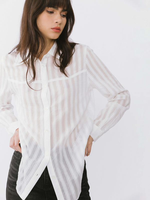 cubic Striped Classic Shirt Light Green