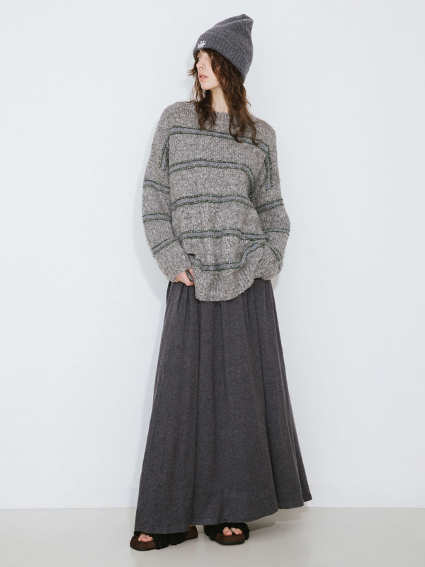 cubic Striped Long Oversized Sweater Gray
