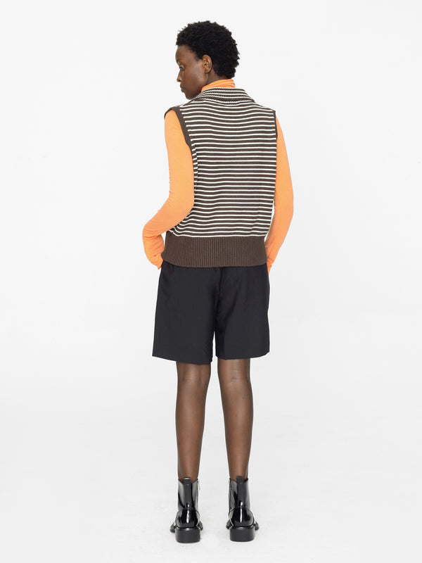 Cubic Striped Thin Knit Vest Sienna