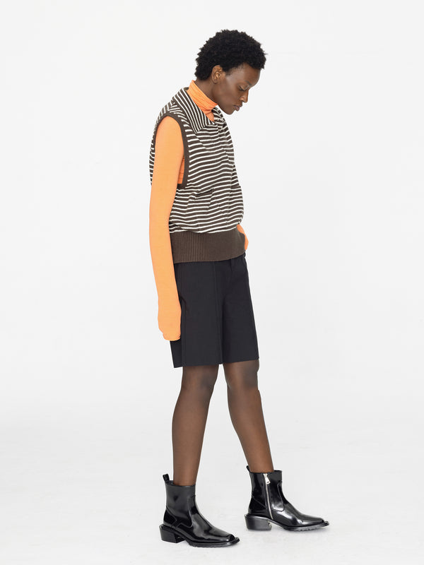 Cubic Striped Thin Knit Vest Sienna