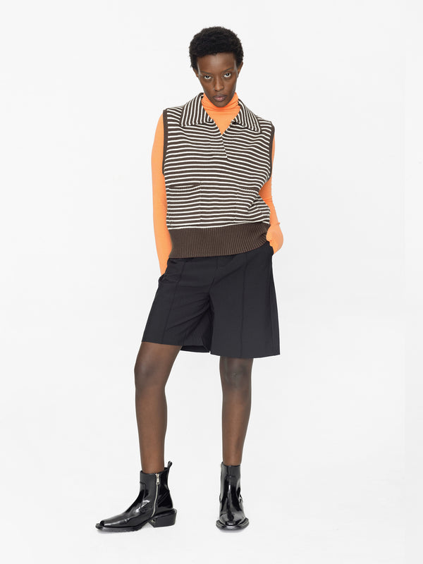 cubic Striped Thin Knit Vest Sienna