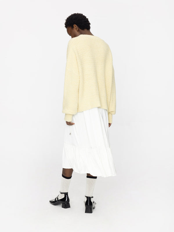 Cubic Super Low V-neck Knit Cardigan Yellow