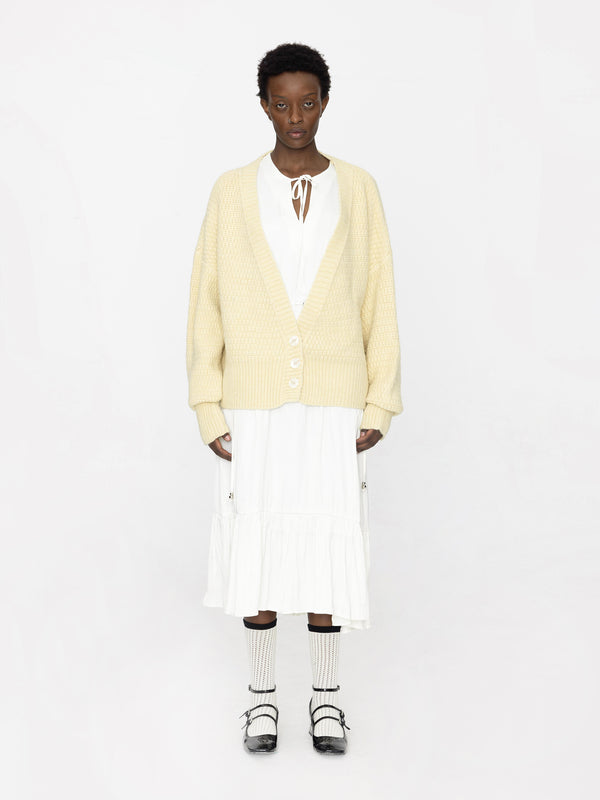 cubic Super Low V-neck Knit Cardigan Yellow