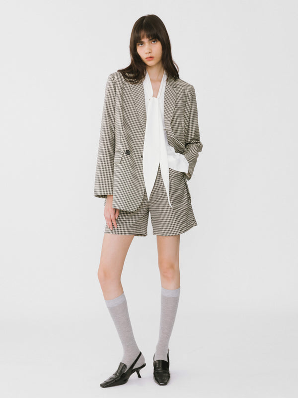 Cubic Tartan Two-Piece Suit Khaki