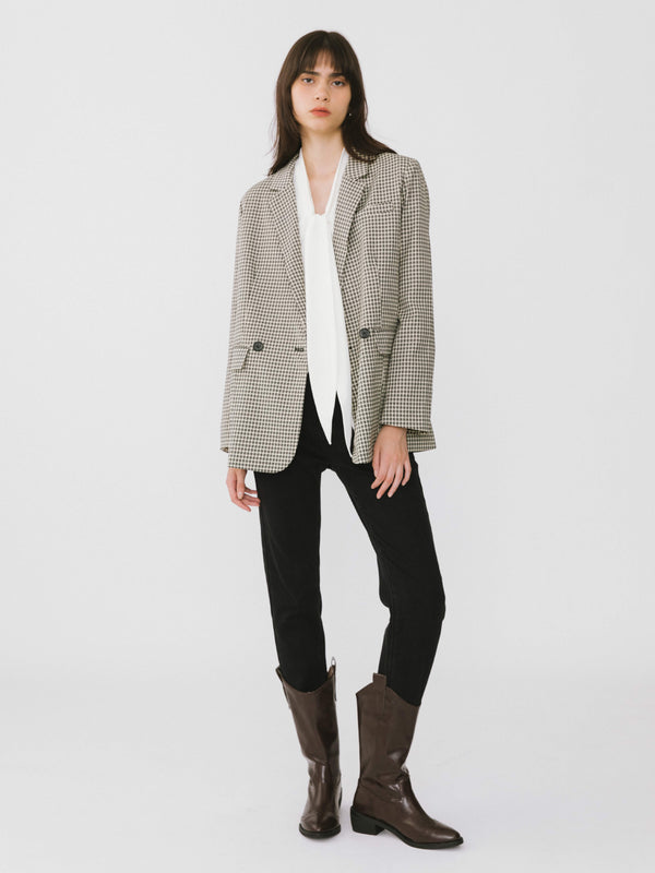 Cubic Tartan Two-Piece Suit Khaki