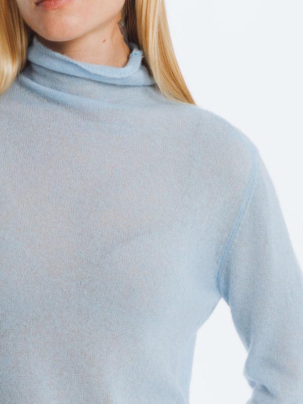 Cubic Thin Wool Long Sleeves Top Black