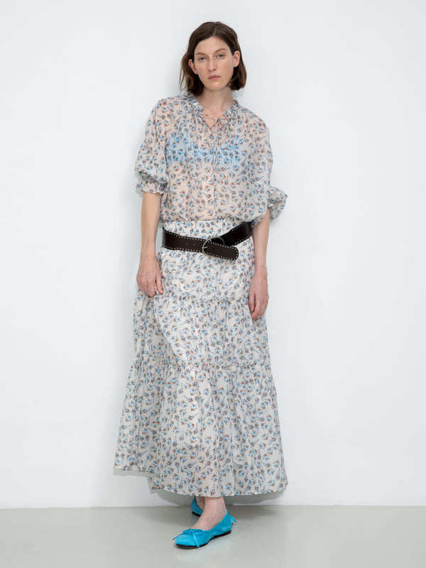 cubic V-Neck Flowy Floral Blouse Floral