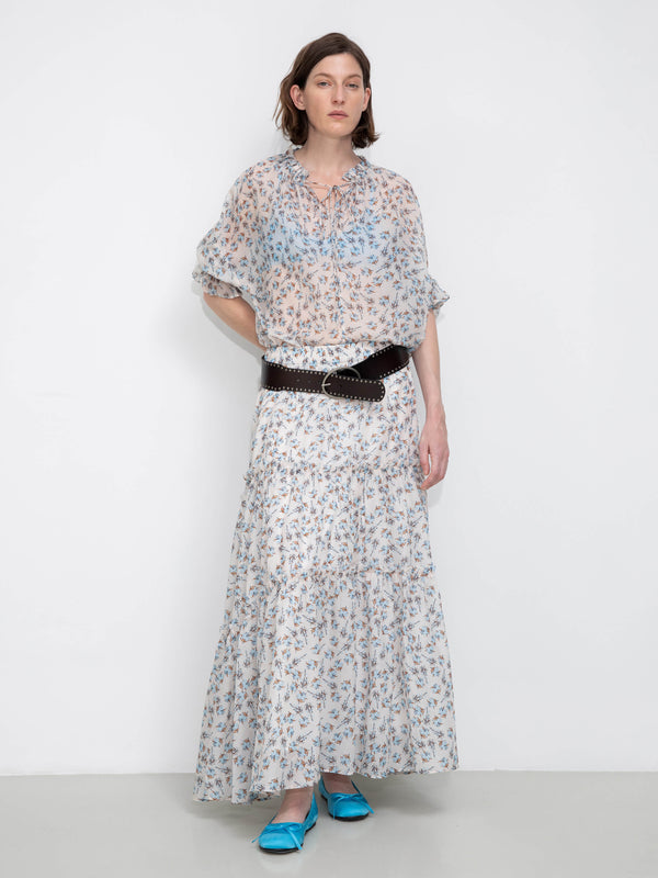 Cubic V-Neck Flowy Floral Blouse Floral