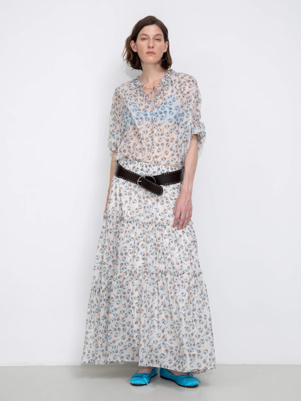 Cubic V-Neck Flowy Floral Blouse Floral