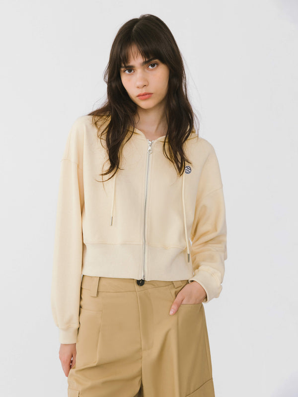 Cubic V-Neck Zip Up Hoodie Light Blue