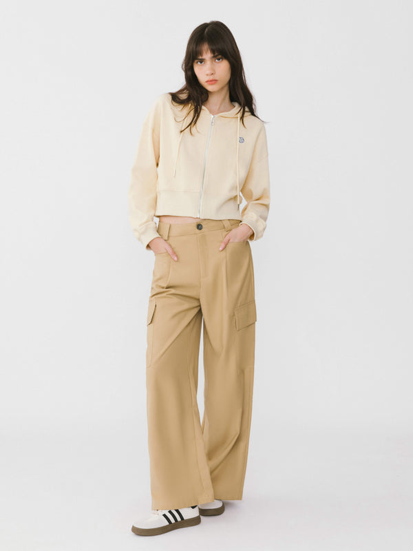 Cubic V-Neck Zip Up Hoodie Light Blue