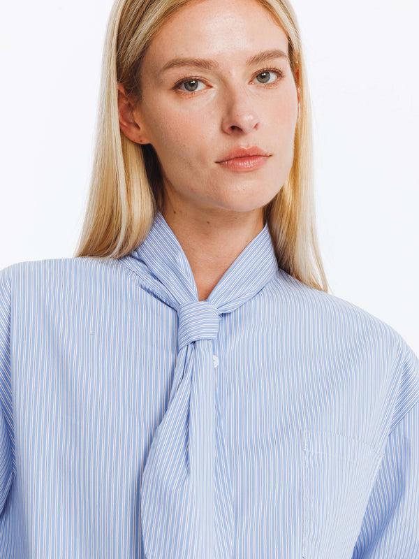 Cubic Vintage Tie Loose Striped Shirt LightBlue
