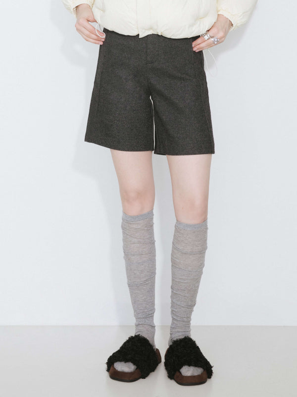 Cubic Virgin Wool Cargo Shorts Gray