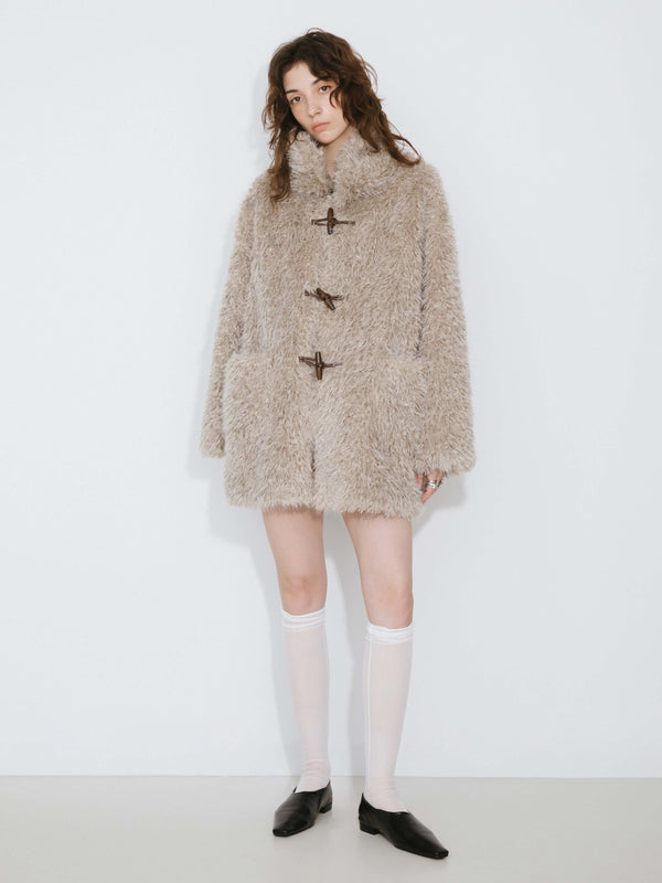 Cubic Wheat Faux Fur Monty Coat Wheat