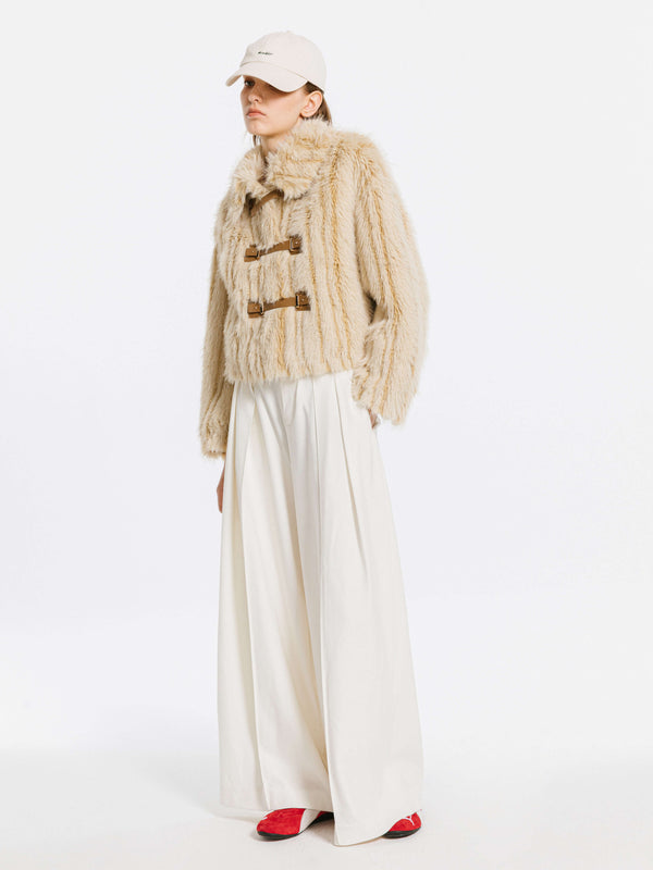 Cubic Wheat Faux Fur Short Coat Wheat