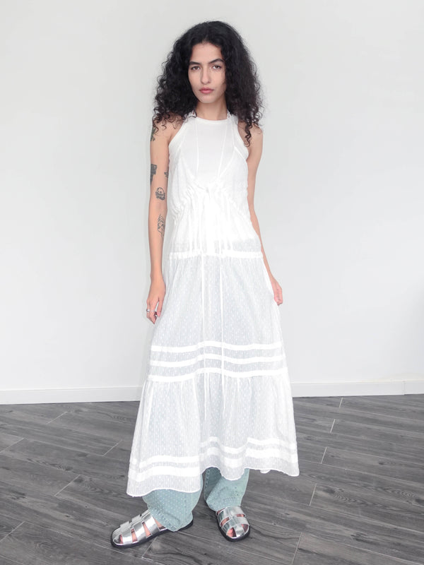 Cubic White Lace Halterneck Maxi Dress White