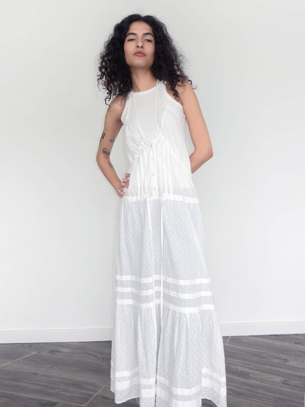 Cubic White Lace Halterneck Maxi Dress White
