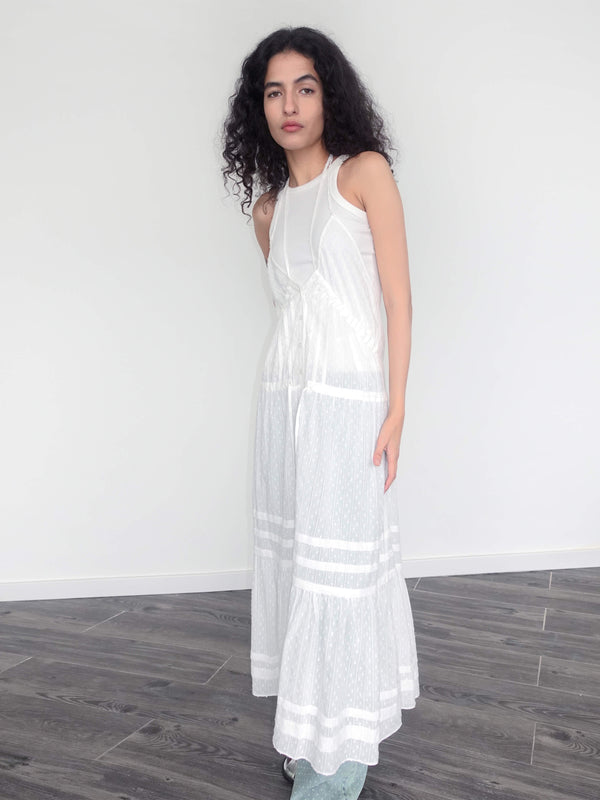 Cubic White Lace Halterneck Maxi Dress White