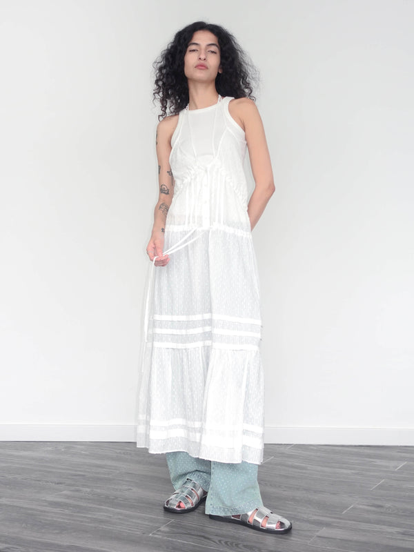 cubic White Lace Halterneck Maxi Dress White