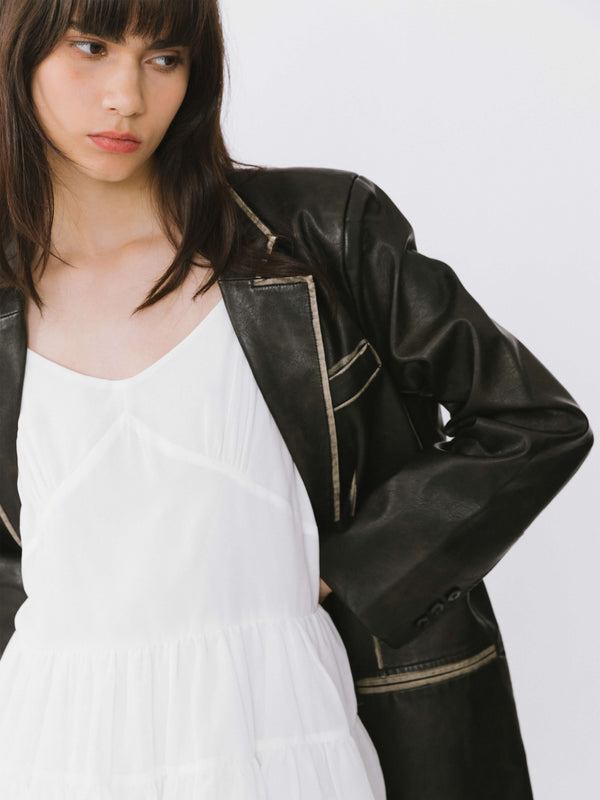 Cubic White Lace Tiered Short Dress White