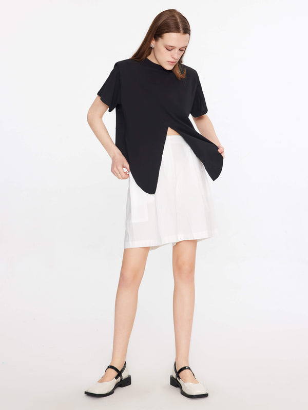 Cubic Wide Leg Bermuda Shorts Khaki