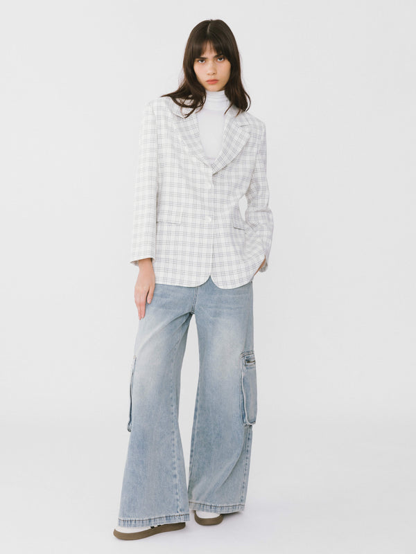 Cubic Wide Leg Cargo Jeans Light Blue