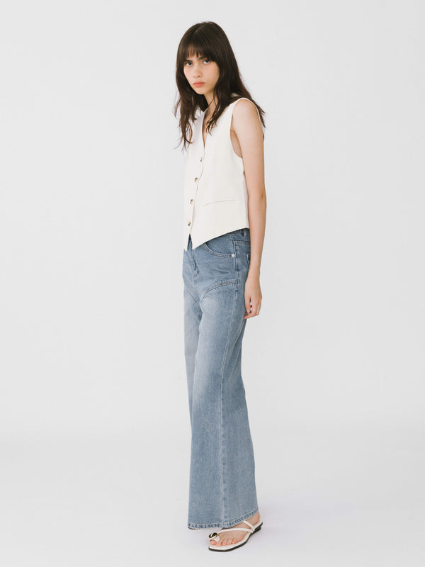 Cubic Wide Leg Curved Panel Jeans Gray