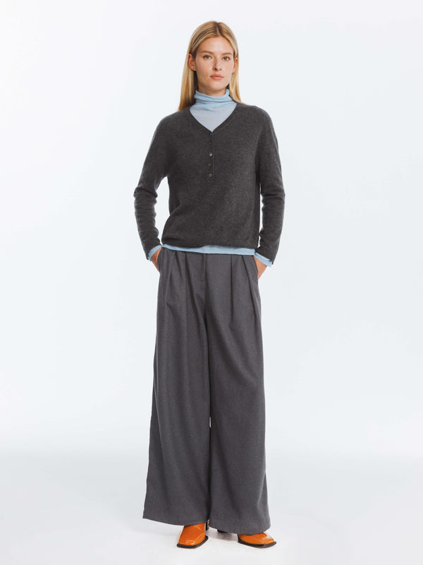 Cubic Wide Leg Double Pleated Trousers Coffee