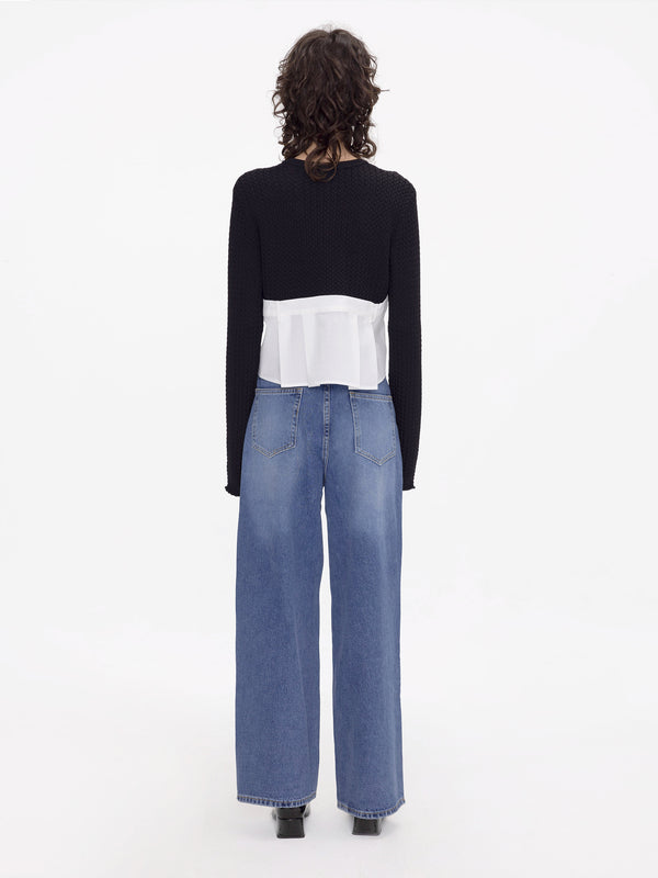Cubic Wide Leg Jeans With Single Pleat Steel Blue