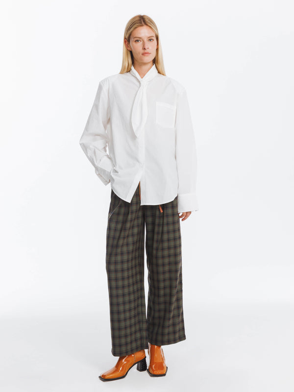 Cubic Wide Leg Tartan Casual Trousers Black