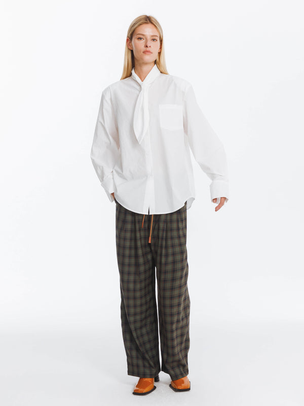 Cubic Wide Leg Tartan Casual Trousers Black