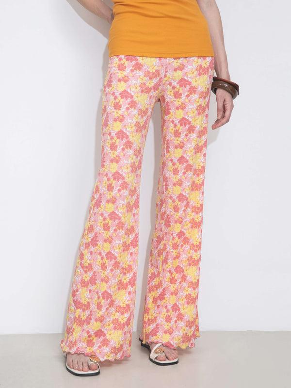 Cubic Women Wide Leg Floral Printed Pants Pink