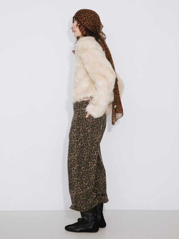 Cubic Zip Up Cropped Teddy Coat Wheat