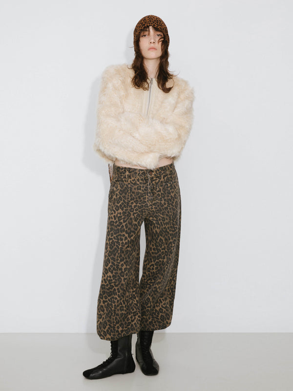 cubic Zip Up Cropped Teddy Coat Wheat