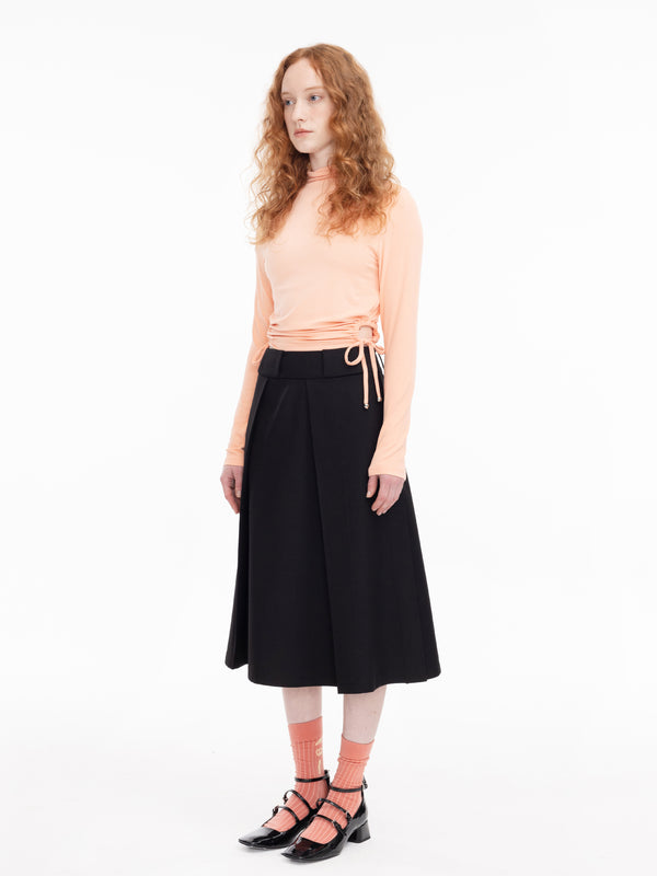 Cubic Drawstring Side Cut Out High Neck Top LightSalmon