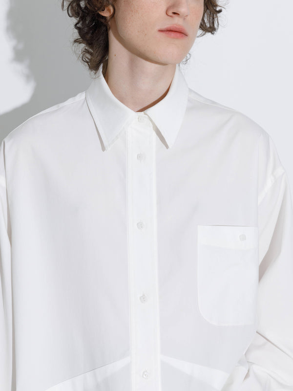 Cubic Drop Shoulder Oversized Shirt With Waist Tie White