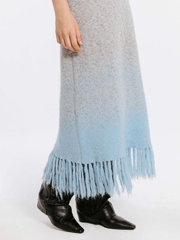 Cubic Gradient Knitted Maxi Dress With Wool Blend SkyBlue