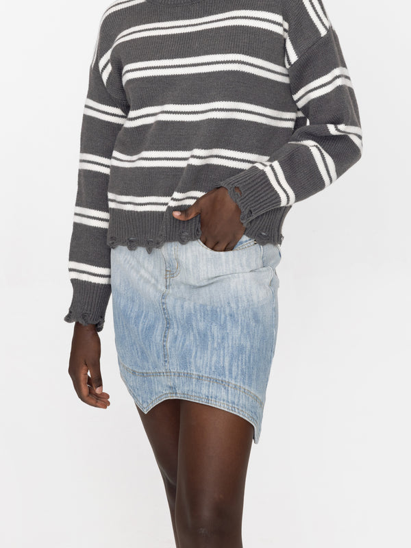 Cubic Gradient Light Denim Mini Skirt LightSteelBlue