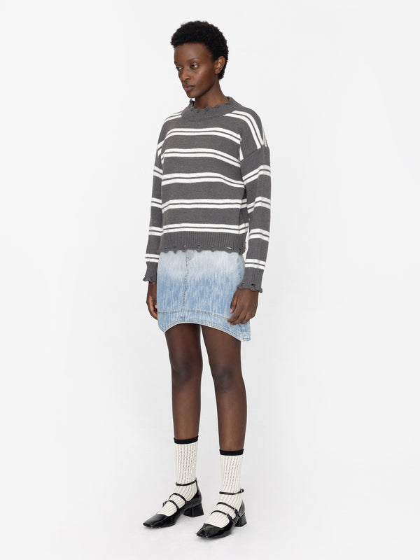 Cubic Gradient Light Denim Mini Skirt LightSteelBlue