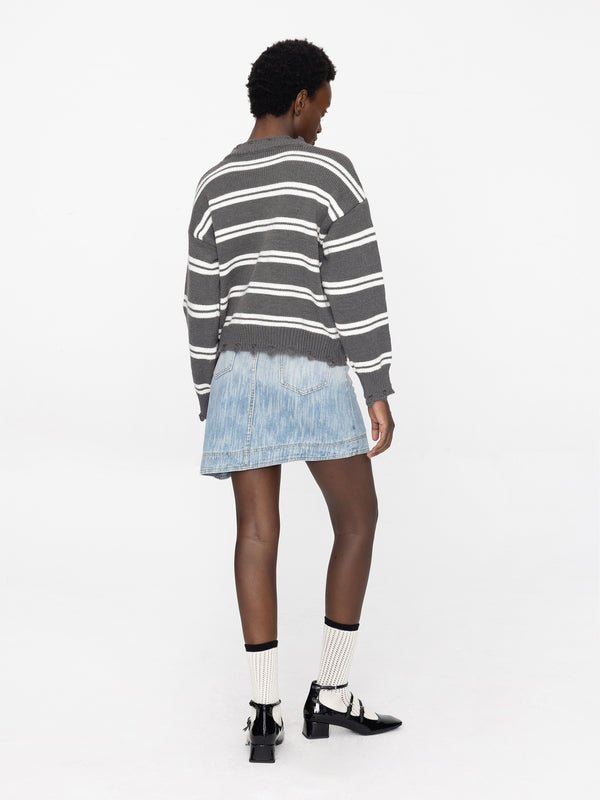 Cubic Gradient Light Denim Mini Skirt LightSteelBlue